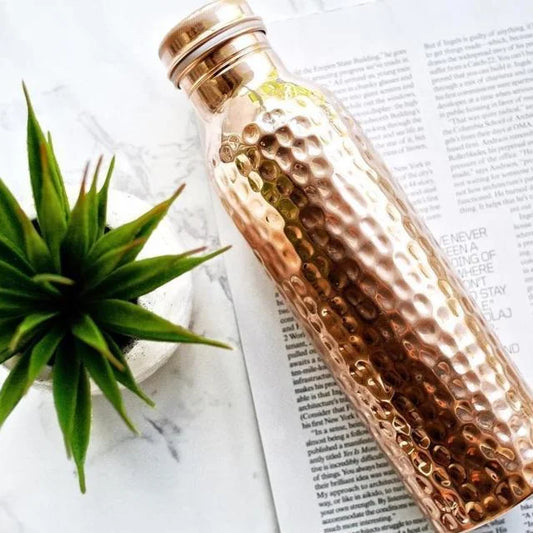 Solid Copper Water Bottle (with no-leak seal)